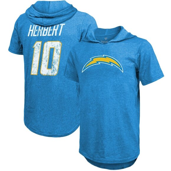 Majestic Other - Justin Herbert Majestic Powder Blue Los Angeles Chargers Hoodie T-Shirt Med